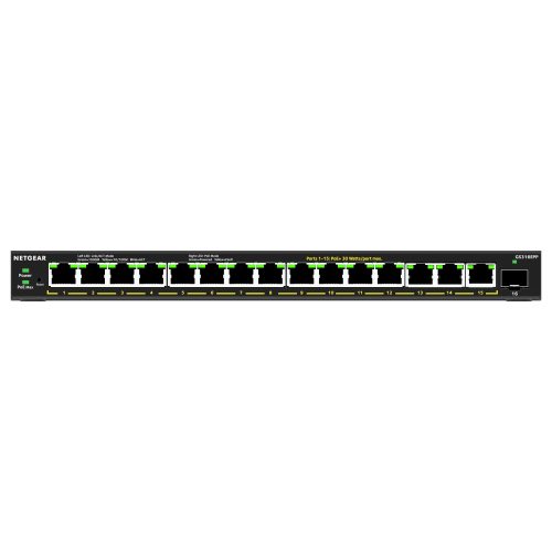 NETGEAR 16-Port High-Power PoE+ Gigabit Ethernet Plus Switch (231W) with 1 SFP port (GS316EPP)