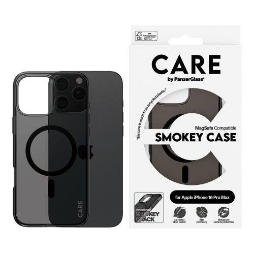 PanzerGlass CARE™ by ® Urban Combat Case Smokey w. Black MagSafe iPhone 16 Pro Max mobile phone case