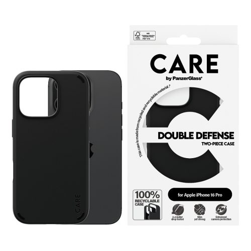 PanzerGlass CARE™ by ® Double Defense Case Black iPhone 16 Pro mobile phone case