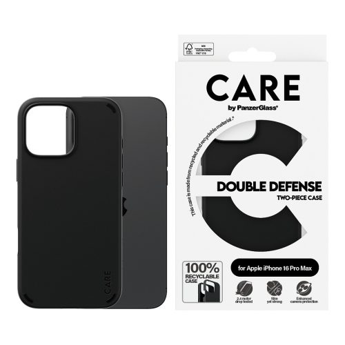 PanzerGlass CARE™ by ® Double Defense Case Black iPhone 16 Pro Max mobile phone case