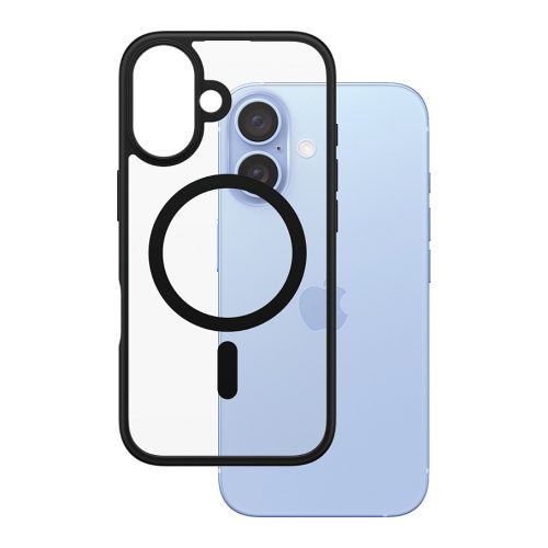 PanzerGlass ® HardCase Transparent w. Black MagSafe & Frame iPhone 16 mobile phone case