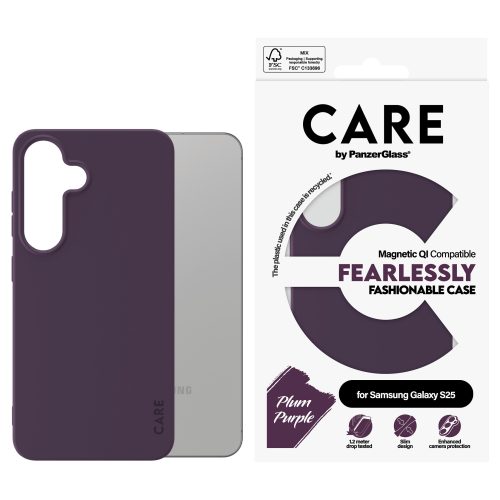 PanzerGlass CARE™ by ® Case Plum Purple w. Qi Compatible Samsung Galaxy S25 mobile phone case