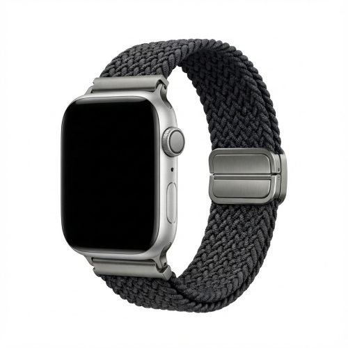 Premium Armband für Apple Watch. Schwarz/Grau. 40mm. 41mm. 38mm. 42mm (Series 10). GA-MAG-BNDA-P-BGS