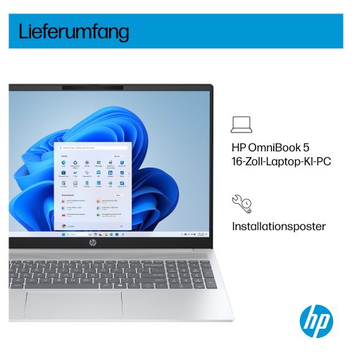 HP OmniBook 5 AI 16" 2K Core Ultra 5 225U 16GB/512GB SSD Win11 Home - 16-af1452ng