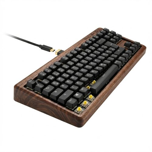 SKILLER SGK50 S3 Wood PBT(holz/schwarz. IT-Layout. Gateron G Pro 3.0 Yellow)