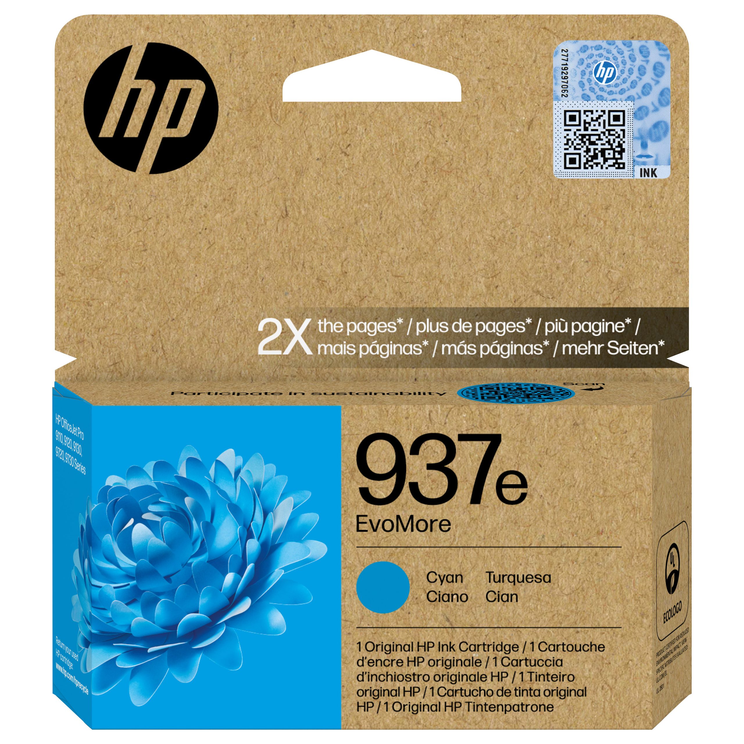 HP 937e EvoMore Cyan Original ink cartridge