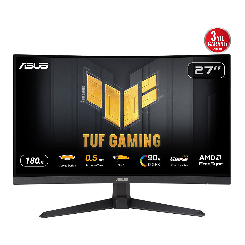Asus TUF Gaming VG27WQ3B 27" Fast VA Curved QHD 2560x1440 180Hz 1ms HDR10 FreeSync Gaming Monitor 2xHDMI DP Speakers Black