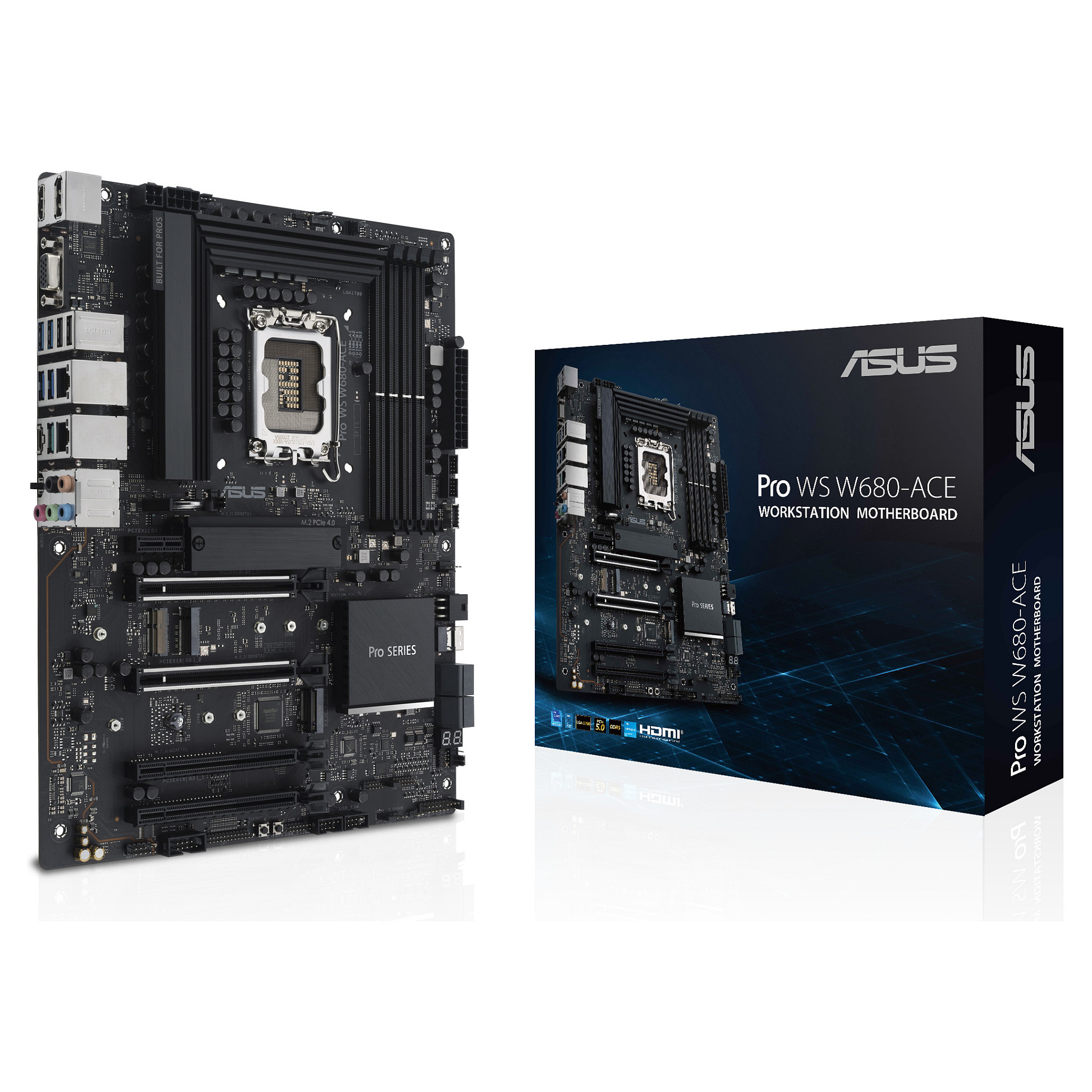 Asus Pro WS W680-ACE ATX Workstation Motherboard LGA1700 Intel W680 DDR5 ECC PCIe 5.0 Dual 2.5GbE 90MB1DZ0-M0EAY0