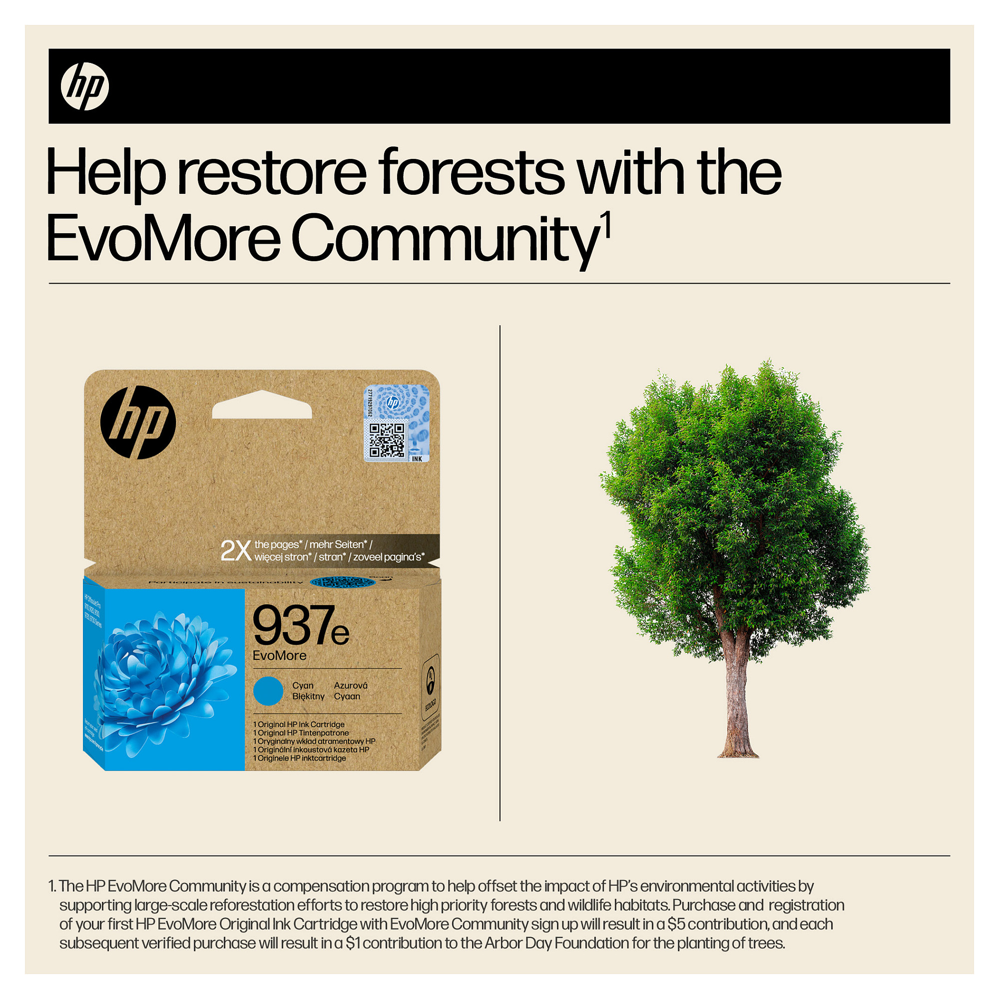 HP 937e EvoMore Cyan Original ink cartridge