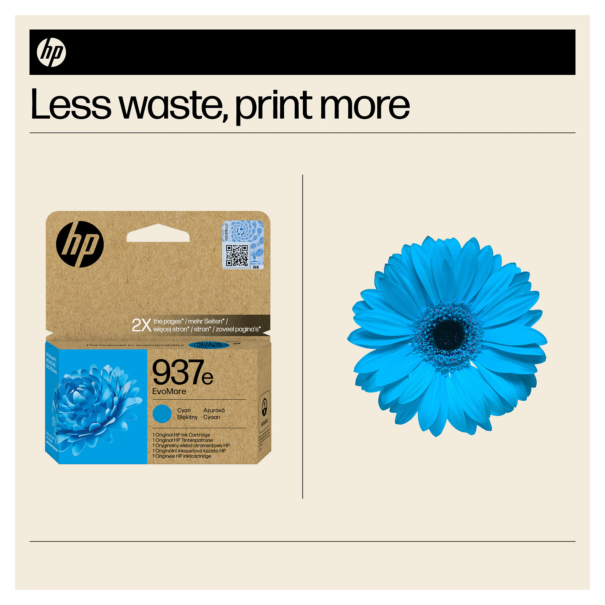 HP 937e EvoMore Cyan Original ink cartridge - Image 2