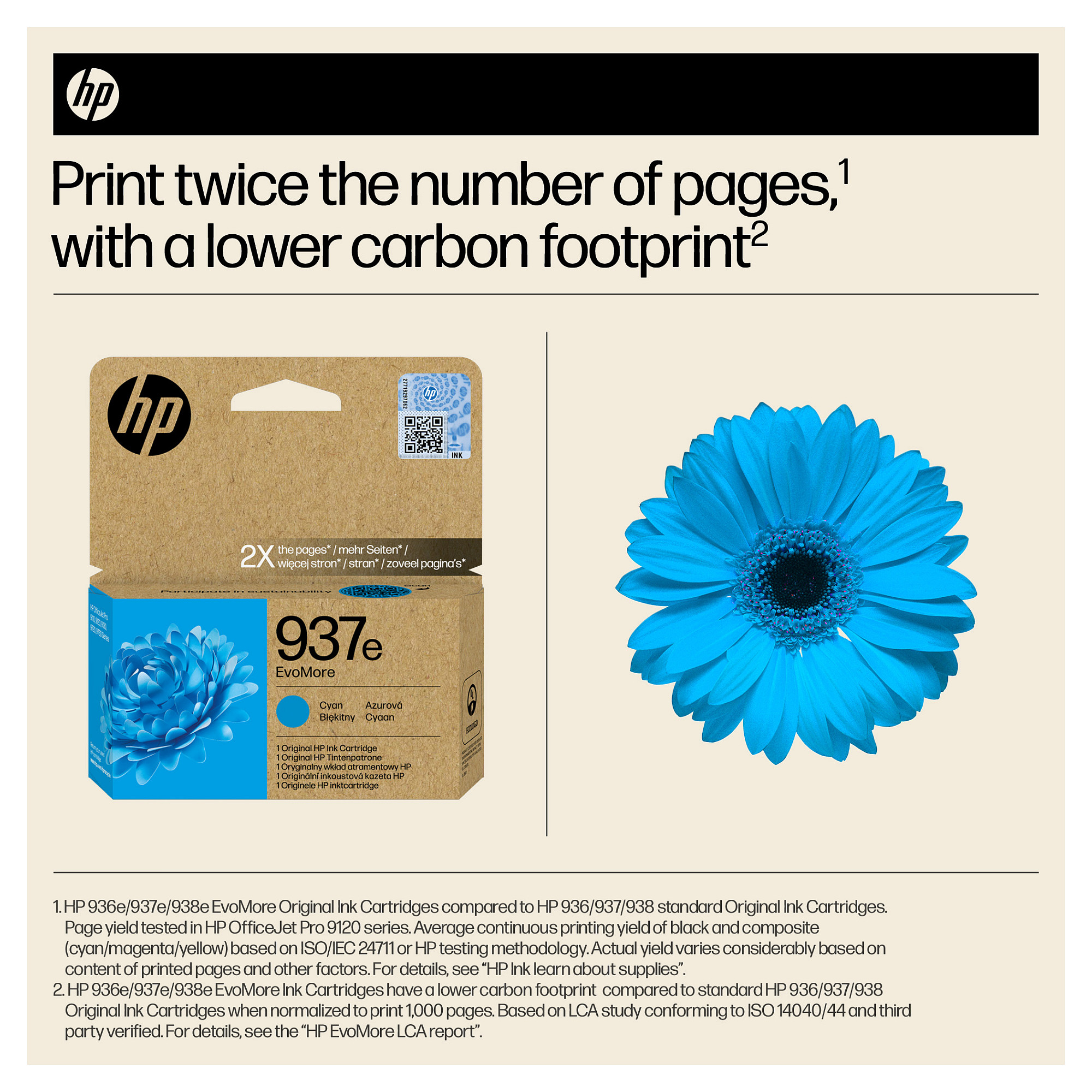 HP 937e EvoMore Cyan Original ink cartridge - Image 4