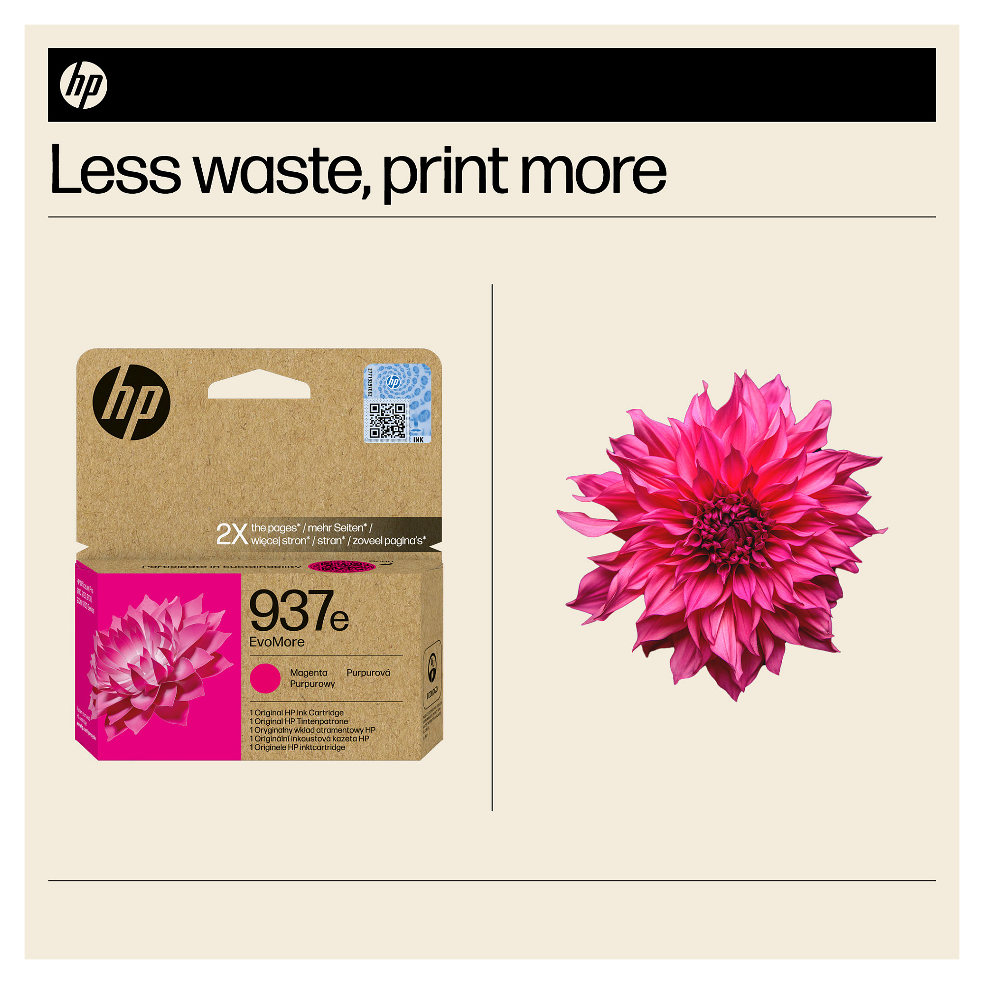 HP 937e EvoMore Magenta Original ink cartridge - Image 2