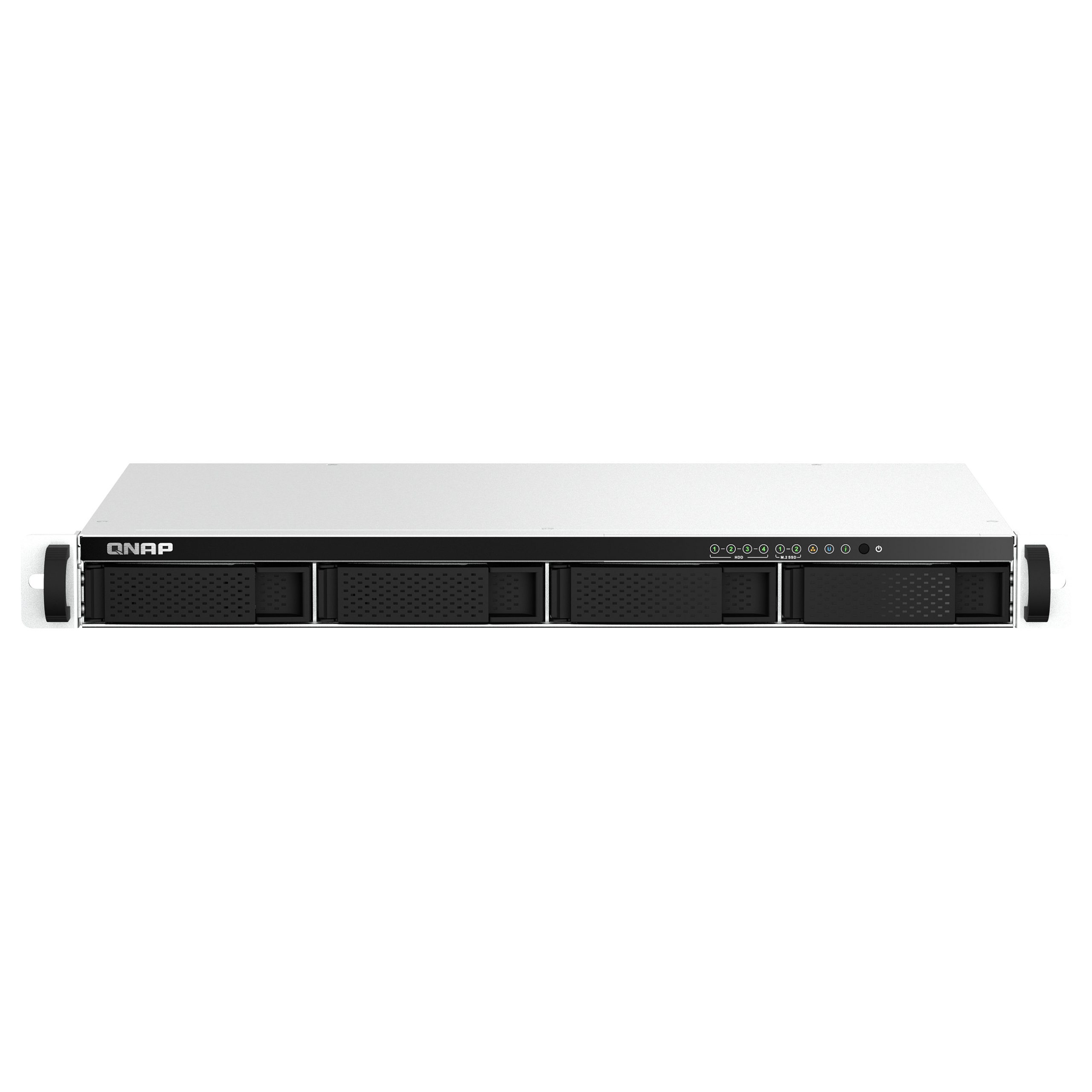 Qnap TS-464eU 4-Bay 1U Short-Depth Rackmount NAS Celeron N5095 8GB Dual 2.5GbE M.2 NVMe Diskless Black