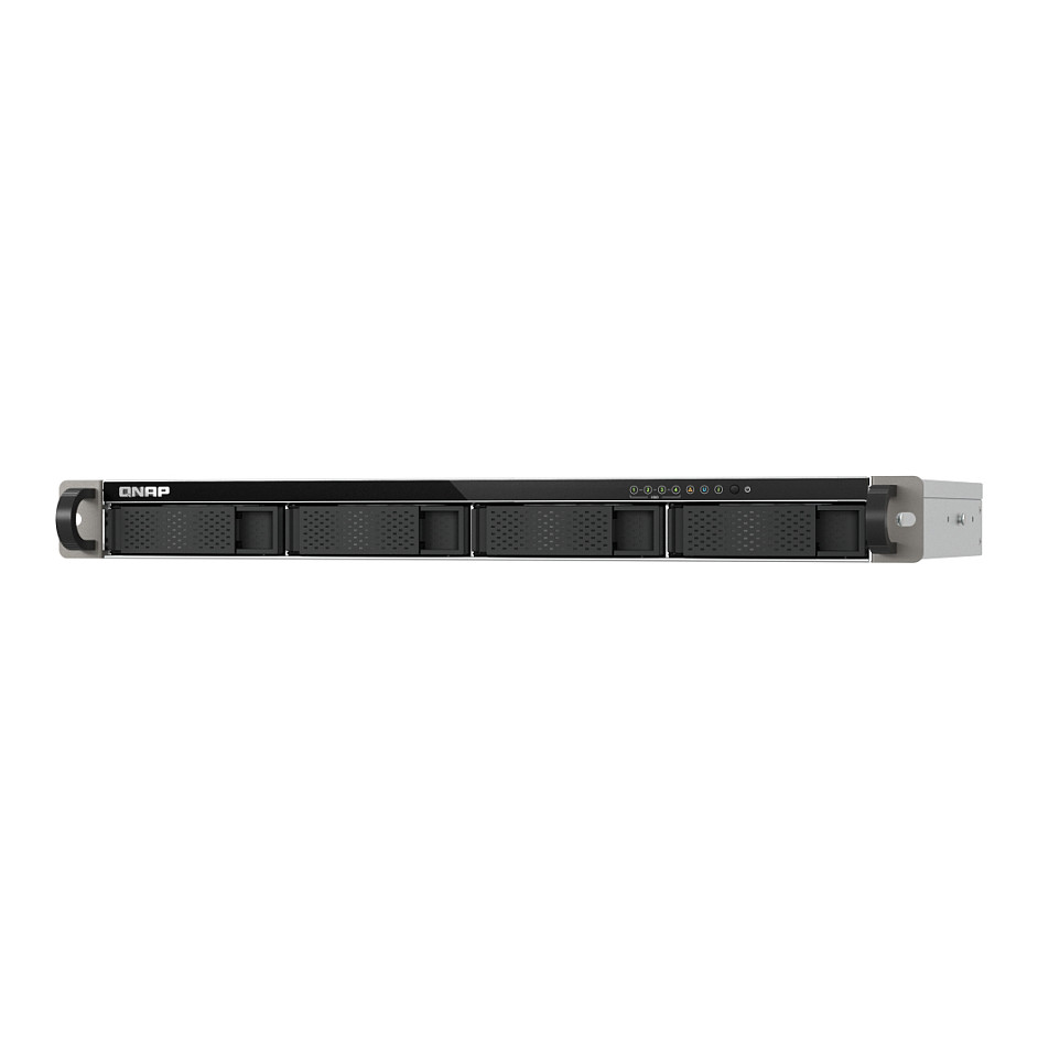 Qnap TS-433eU 4-Bay Short-Depth 1U Rackmount NAS ARM Quad-Core 4GB Dual 2.5GbE Diskless Black TS-433EU